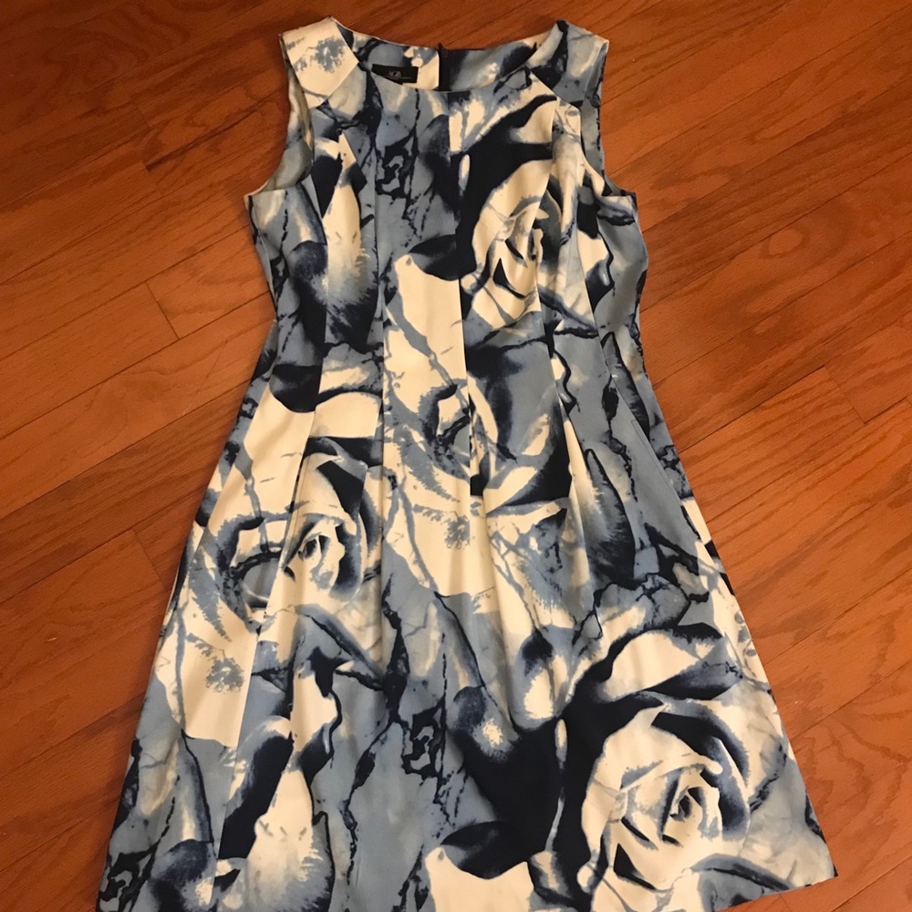 Women blue and white dress